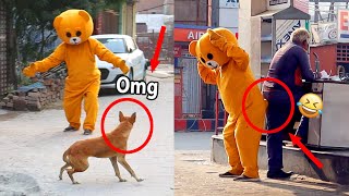 Must Watch New Funny Video 2021 Giant Yellow Teddy Bear New Funny Prank Raipuriya Pranker [upl. by Brinn76]