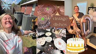 THRIFTING VINTAGE DISHES  CANDICE’S BIRTHDAY PARTY  VLOG  176 [upl. by Ibloc]