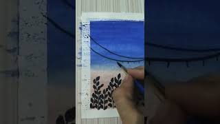 Light seen in night 🌉youtubeshort watercolorpainting easypaintingideas [upl. by Norah565]