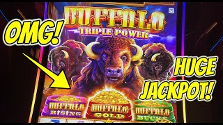 💰💰💰HUGE JACKPOT HANDPAY BUFFALO TRIPLE POWER SLOT [upl. by Bobbie]