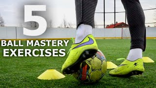 5 EASY Ball Mastery Exercises To Improve Your SKILLS  How To Train In Small Spaces [upl. by Nylrac]