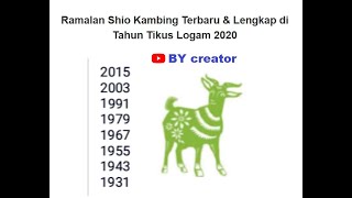 Ramalan Shio Kambing Tahun 2020 Terbaru Fengshui Tahun Tikus Logam 2020 [upl. by Stedmann]