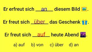 aus Freude auf über an sich freuen über Verben Präposition sprechen von Präpositionen Aufgaben [upl. by Murry]