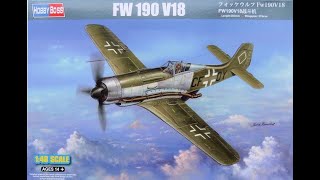 HobbyBoss 148 FockeWulf FW 190 V18Plastic Kit Build amp Review [upl. by Bogey]