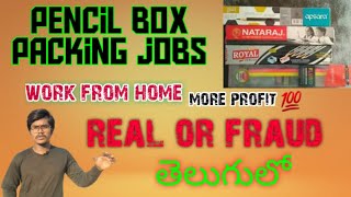 work from home job  pencil ✏ packing job  తెలుగులో  real OR fake Krackchandu [upl. by Alyahsal669]