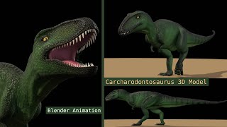 Carcharodontosaurus Animations  Blender 3D Model [upl. by Blackmore]