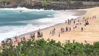 Waimea Bay Winter Shore Break North Shore Oahu Hawaii [upl. by Ahsinel]