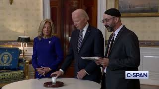 Biden and Rabbi Aaron Alexander participate in yahrzeit candlelighting ceremony for Oct 7th anniv [upl. by Tamer]