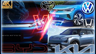 🔥🔥EPIC EV BATTLE 01  BYD YUAN PLUSATTO 3 vs Honda ENs1 vs Toyota BZ4x vs VW ID4 vs Kia EV5⚡️⚡️ [upl. by Cohe746]