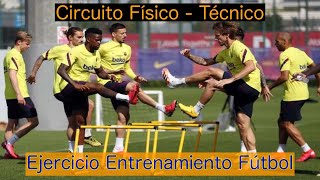 Circuito Físico  Técnico de 4 estaciones con tiro a portería Ejercicio de Entrenamiento de Fútbol [upl. by Attener]