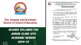 Revised syllabus For Jkbose class 12th Acedemic session 202425 [upl. by Edie]