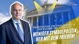 Beleuchtung des Parlaments in den Farben der Ukraine Weniger Symbolpolitik her mit dem Frieden [upl. by Aisekal]