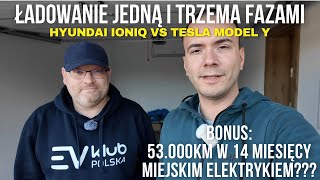 Ładowarki pokładowe jedno i trójfazowe  TEST  Hyundai Ioniq vs Tesla Y [upl. by Mccormac]