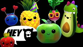 Hey Bear Sensory  Birthday Dance Party  Dancing Fruit  Fun Animation and Upbeat Music [upl. by Gesner916]