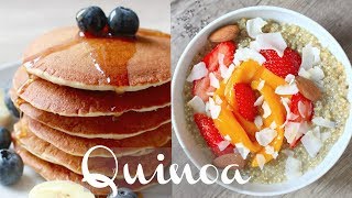 DESAYUNOS SALUDABLES amp VEGANOS CON QUINOA  PANCAKES amp PORRIDGE [upl. by Fritzie760]