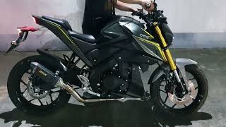 Yamaha TFX 150 2018 with Akrapovic trioval tip 370mm full system exhaust sound check [upl. by Ahset22]