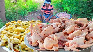 Primitive Technology SMOKY Grilled Chicken in Village Style Whole Chicken Roast Recipe without oven [upl. by Sirroned]