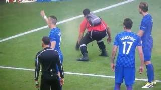 Steward hit by Firework Bomb Croatia vs Czech Republic 22 Euro 2016 [upl. by Gabbi]