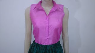 Ladies shirt collar cutting and stitching in hindi [upl. by Spearing]