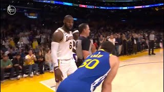 LeBron’s Reaction to Steph After Jumping Into Stands 😅 [upl. by Leuqar]