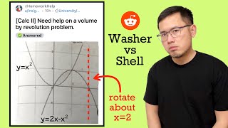 Need help on a volume of revolution problem rotate about x2 Washer vs shell method Reddit [upl. by Pelmas]