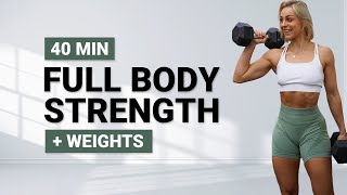 40 MIN FULL BODY STRENGTH WORKOUT  Compound Exercises  Weights  DB Workout  No Jumping [upl. by Pulsifer]