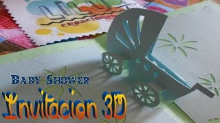 Invitación Baby Shower pop up 3D carreola baby stroller carriage [upl. by Schwitzer]