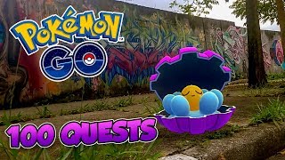 FIZ 100 QUESTS DE CLAMPERL MITEI  Pokémon Go  Capturando Shiny Parte 44 3ª Gen Parte 35 [upl. by Ymar155]