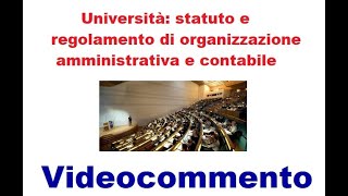 Università statuto e regolamento di organizzazione amministrativa e contabile 12012020 [upl. by Atterol]