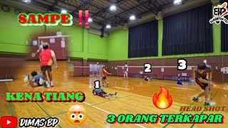 DARI ‼️‼️ HEAD SHOT 🤯🤯 KENA TIANG 🤣🤣 SAMPE 3 ORANG TERKAPAR 🔥🔥 BADMINTON PARTAI PENUH DRAMA 🤣🤣 [upl. by Rehpotsihc]