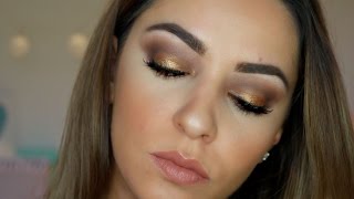 Gold Smokey Eye Makeup Tutorial for Hooded Eyes [upl. by Dalenna]