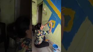 My First Wall Painting ❤️🔥 Stair Makeover 😍 makeover stairs home painting wall homedecor [upl. by Ketchan]