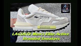 LACOSTE Mens Elite Active Branded Sneakers Off White  Light Green [upl. by Adnilem796]