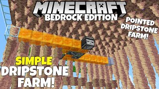 Minecraft Bedrock Easy Dripstone Farm Tutorial Large amp Small Scale Farms MCPE Xbox PC Ps4 Switch [upl. by Tanhya]