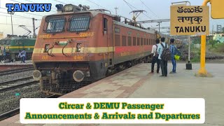 Circar amp Demu Passenger Trains Announcements amp Arrivals and Departures at Tanuku Railway Station [upl. by Emmons]