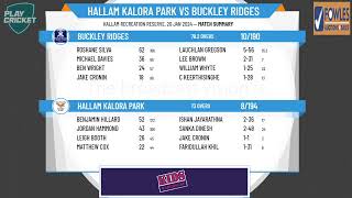 Dandenong District Cricket Association  Turf 1  Rd11  Hallam Kalora Park v Buckley Ridges  Day 2 [upl. by Cornwall]