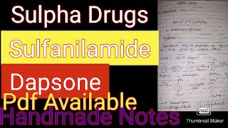 Sulfa Drug ll Sulfanilamide ll Dapsone ll Structure  Synthesis and Medicinal uses ll Msc Syllabus [upl. by Annabal]