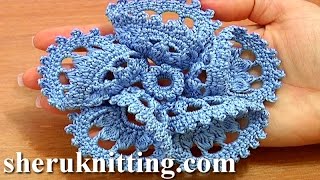 3D Five Folded Petal Flower to Crochet Part 2 of 2 Crochet Bell Center With Picots [upl. by Forward]