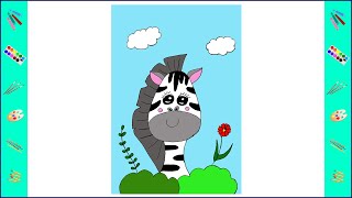 How to draw a cute zebra step by step  Easy drawings for kids [upl. by Talie431]