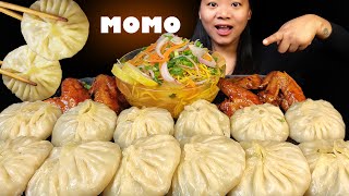 Eating Big Pork Chicken Mixed MOMO  Spicy Glazed Chicken Wings  Spicy Thukpa  Nepali Mukbang [upl. by Lazare]