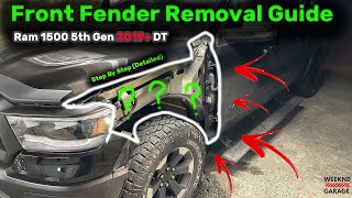 RAM FRONT FENDER REMOVAL GUIDE 2019 5th GEN DT [upl. by Palecek]