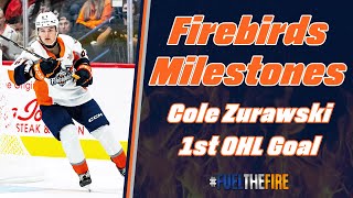 Firebirds Milestones  Cole Zurawskis 1st Career OHL Goal [upl. by Ditter]