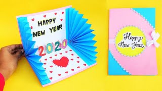 How to make New Year 3D Pop Up CardHandmade Easy Greetings Card for Happy New Year 2020 [upl. by Enialb299]