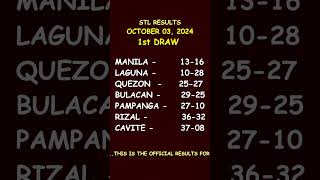 STL Result Today 1st Draw October 03 2024 shorts [upl. by Enitsyrk718]