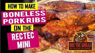 How To Smoke Boneless Pork Ribs  Rec Tec Mini Pellet Smoker [upl. by Anadroj]