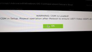 WARNING CSM is Loaded msi Enable Secure boot problem  Fixed [upl. by Nomis989]