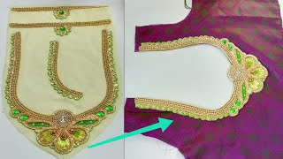 Readymade Patch Work Neck Attachment For Blouse Designer Blouse Cutting And Stitching [upl. by Margalo831]