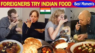 Foreigners Try Indian Food First time compilation  Indian Food Reaction l Masaledar Zayke [upl. by Asor]