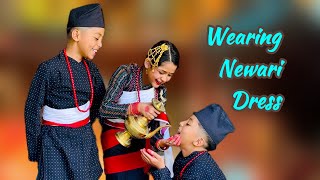 Wearing Newari Dress for the first time guransaayushidhakal9090 [upl. by Carce298]