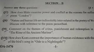 KSOU second semester m a degree examination Dec 2023CBCS 19th century English poetry question paper [upl. by Nayd]